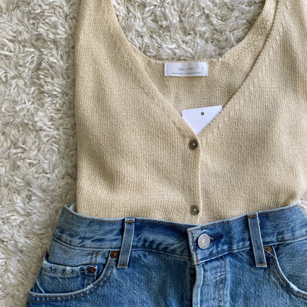 Oak + Fort Cream Oatmeal Knit Tank